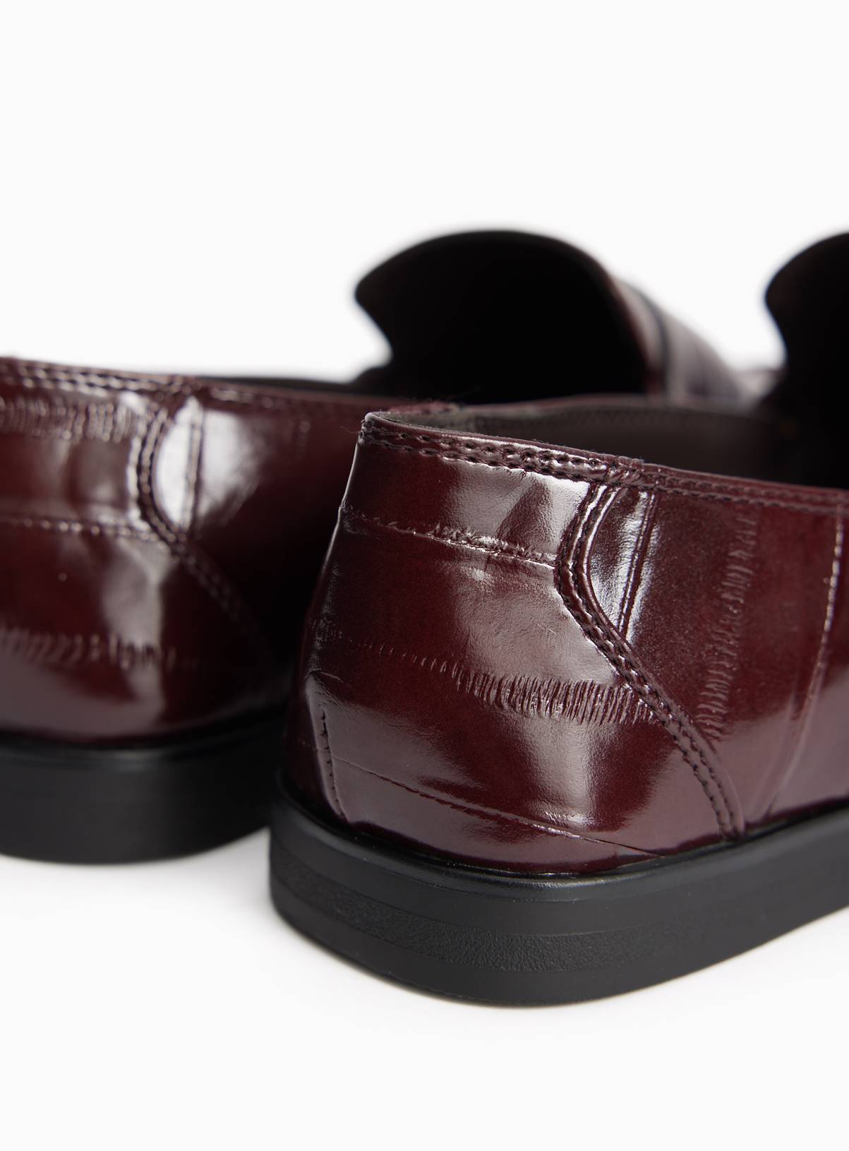 Dark Red Faux Leather Penny Loafers 4 - Image 5